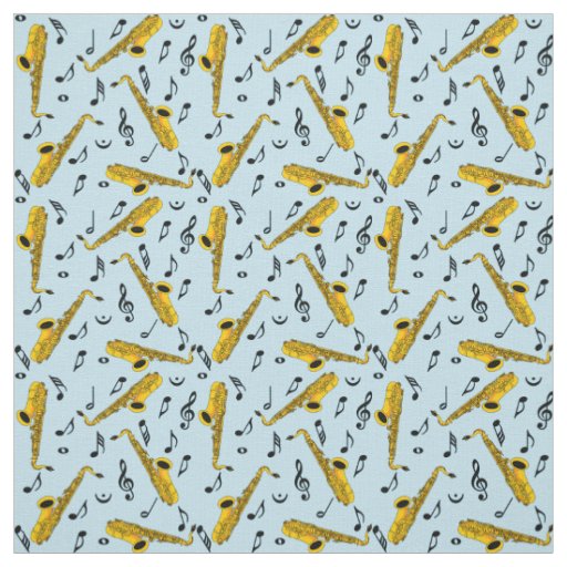 Saxophone Music Note Pattern Fabric
