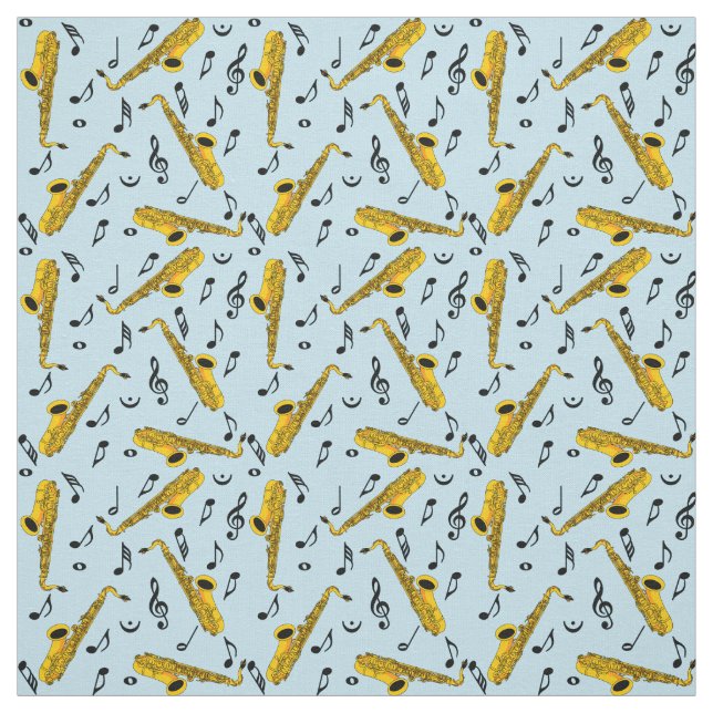 Saxophone Music Note Pattern Fabric (Swatch)