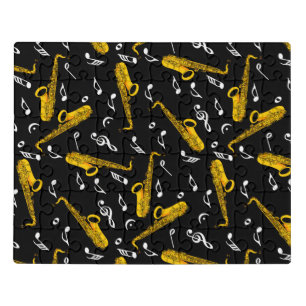 Saxophone Music Note Pattern Jigsaw Puzzle