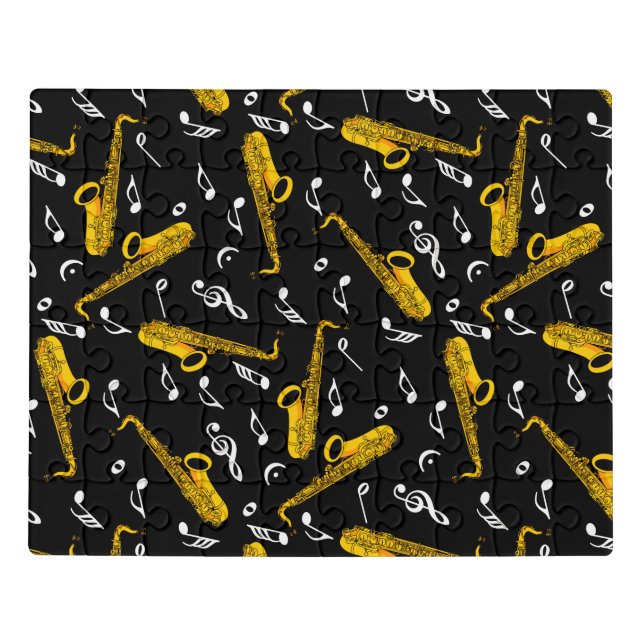 Saxophone Music Note Pattern Jigsaw Puzzle (Puzzle Horizontal)