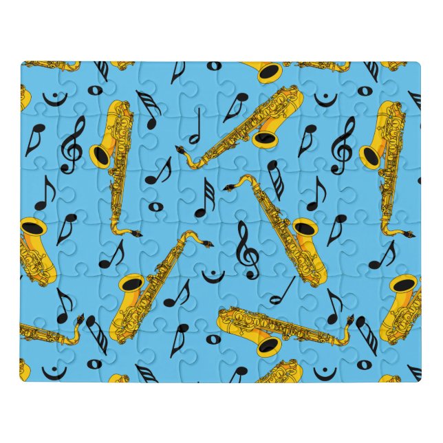 Saxophone Music Note Pattern Jigsaw Puzzle (Puzzle Horizontal)