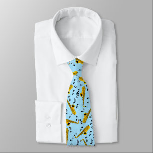 Saxophone Music Note Pattern Neck Tie