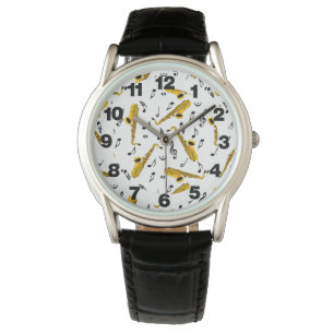 Saxophone Music Note Pattern Watch