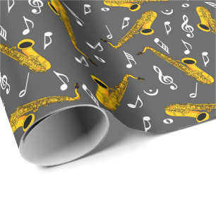 Saxophone Music Note Pattern Wrapping Paper