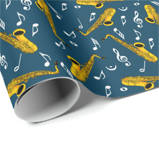 Saxophone Music Note Pattern Wrapping Paper