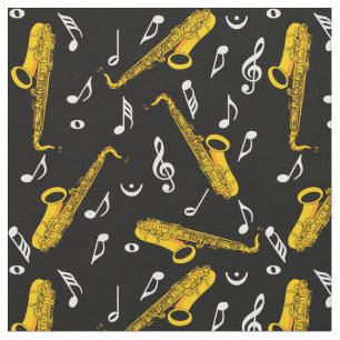 Saxophone Music Notes Fabric