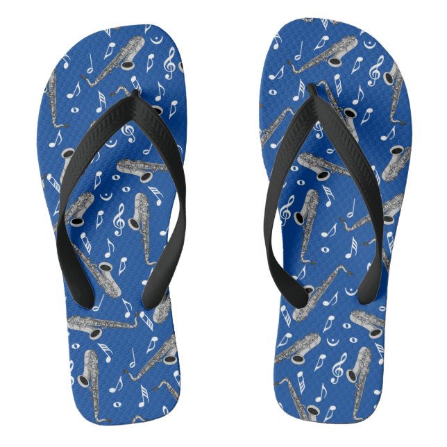 Saxophone Music Notes Flip Flops (Footbed)