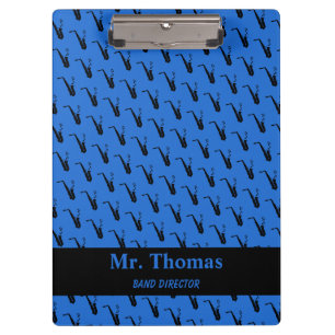 Saxophone Music Notes Personalized Blue Clipboard