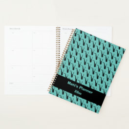 Saxophone Music Notes Personalized Teal Blue Green Planner