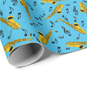 Saxophone Music Notes Wrapping Paper