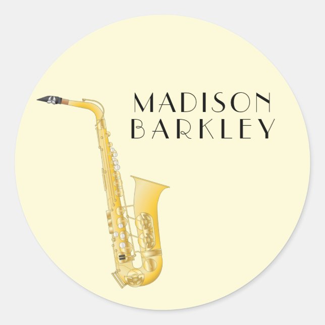 Saxophone Music Teacher Classic Round Sticker (Front)
