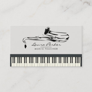 Saxophone Music Teacher Piano Keyboard Musician Business Card