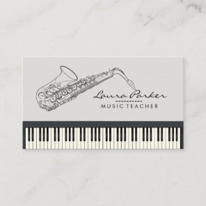 Saxophone Music Teacher Piano Keyboard Musician Business Card