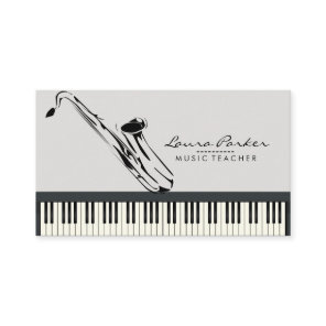 Saxophone Music Teacher Piano Keyboard Musician Business Card