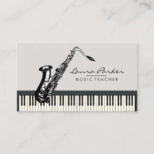 Saxophone Music Teacher Piano Keyboard Musician Business Card