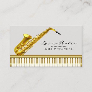 Saxophone Music Teacher Piano Keyboard Musician Business Card by tsrao100 at Zazzle
