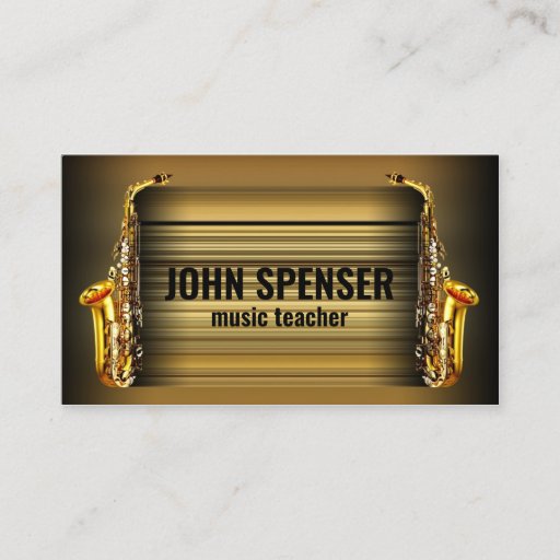 Customizable Saxophone Music Teacher Retro Business Card
