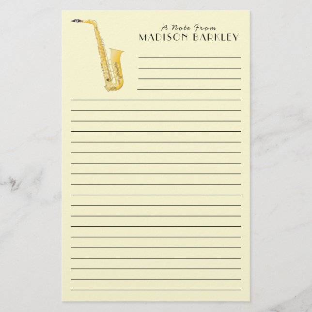 Saxophone Music Teacher Stationery (Front)