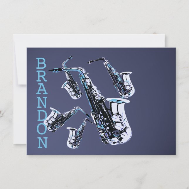 Saxophone Music Thank You Flat Card (Front)