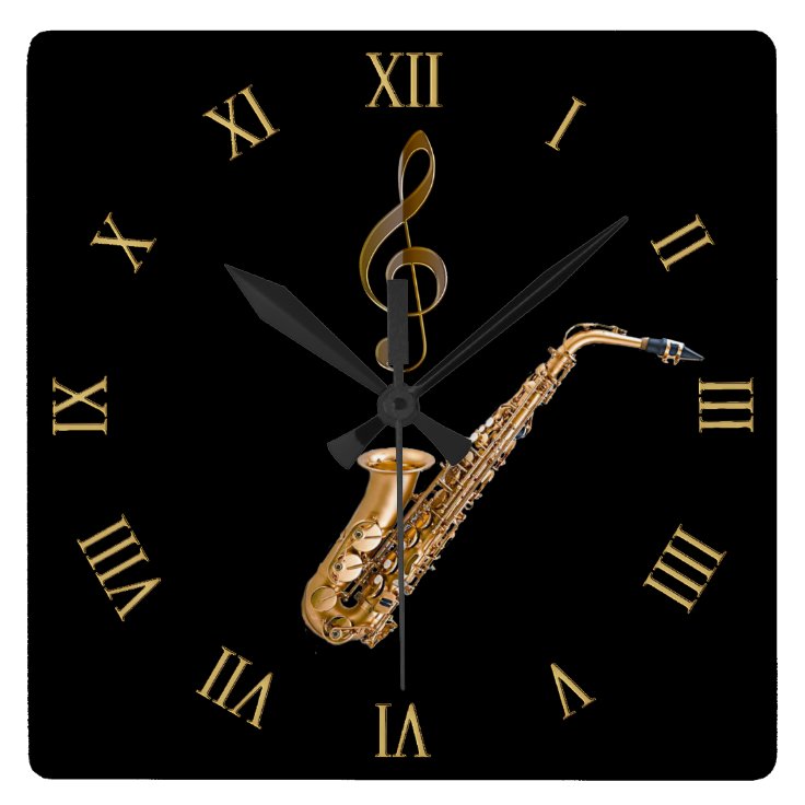 Saxophone MusicThemed Musician's Gift Square Wall Clock Zazzle