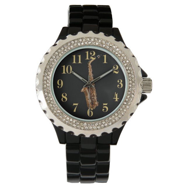 Saxophone Music-Themed Musician's Gift Watch (Front)