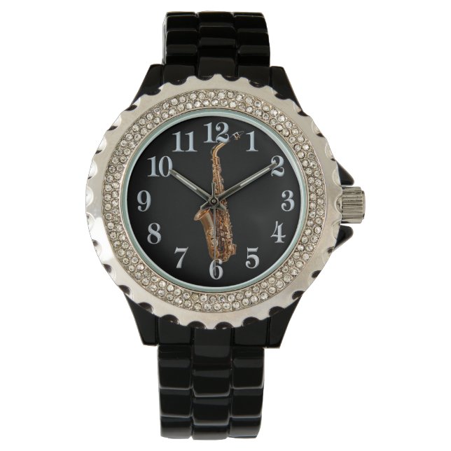 Saxophone Music-Themed Musician's Gift Watch (Front)