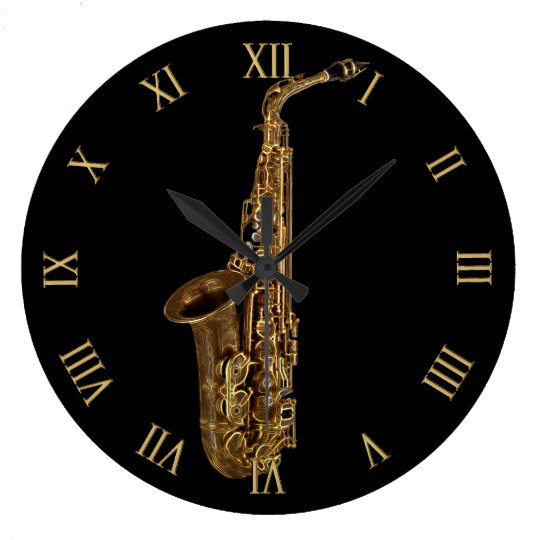 Saxophone MusicThemed Musician's Large Clock