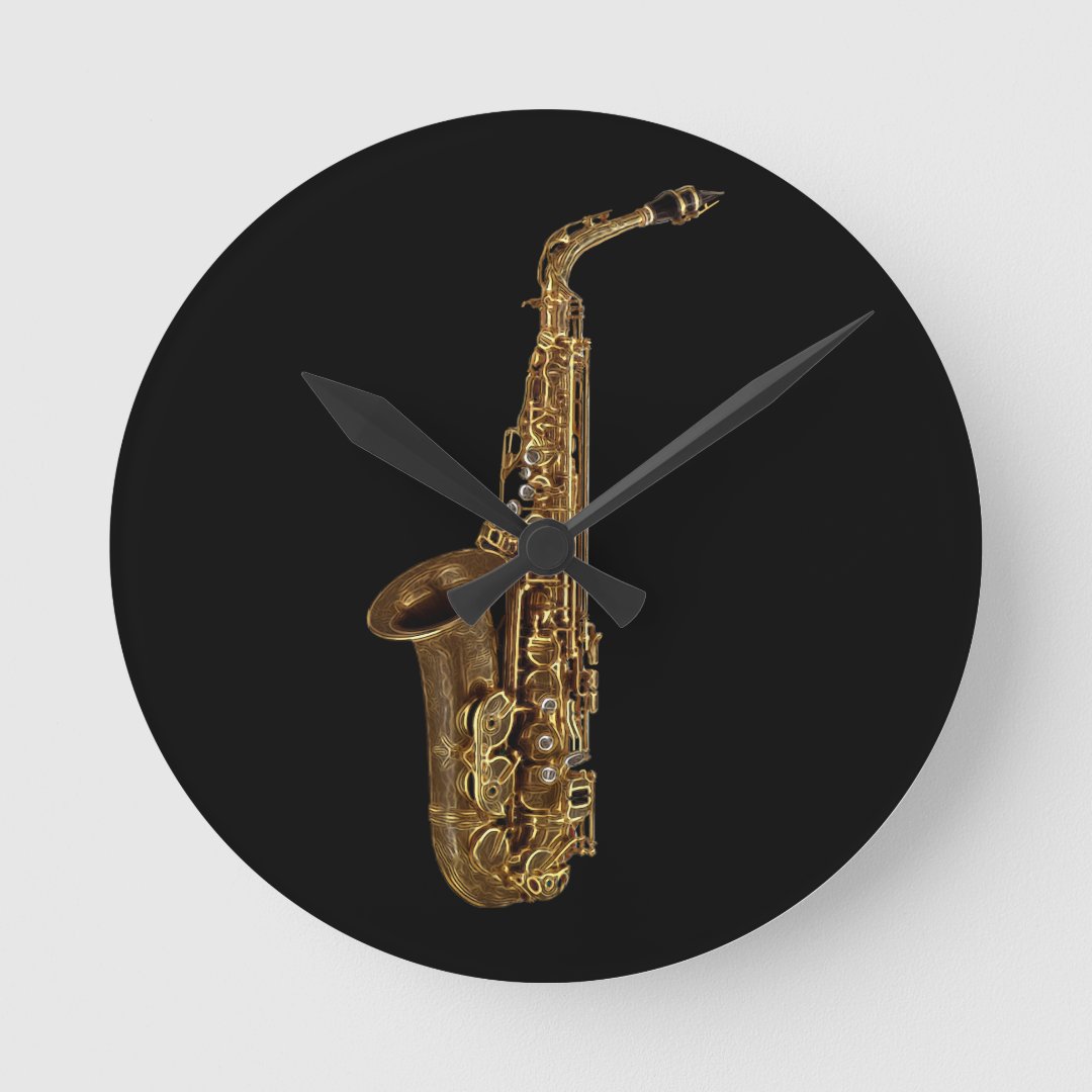 Saxophone Music Themed Wall Clock Zazzle