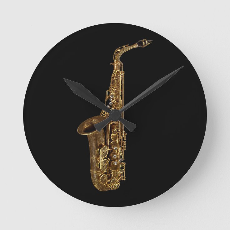 Saxophone Music Themed Wall Clock Zazzle