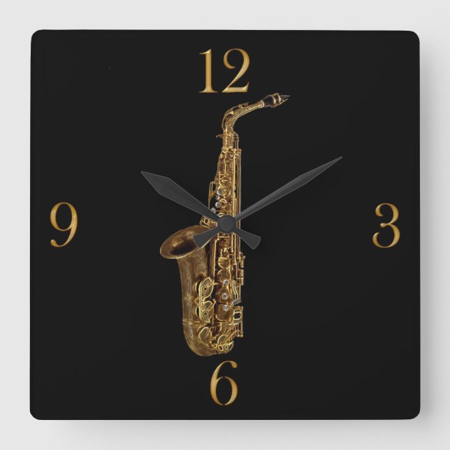 Saxophone Music Themed Wall Clock (Front)