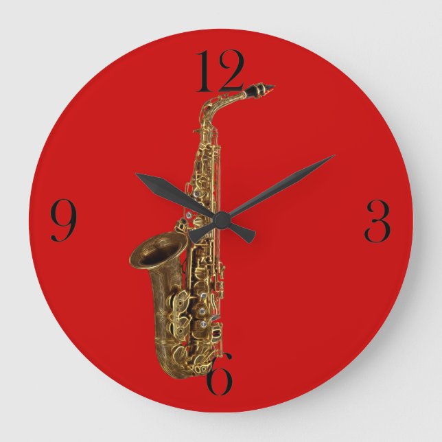 Saxophone Music-Themed Wall Clock (Front)