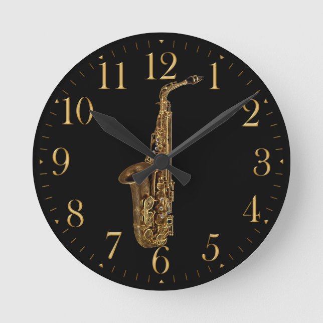 Saxophone Music Themed Wall Clock (Front)