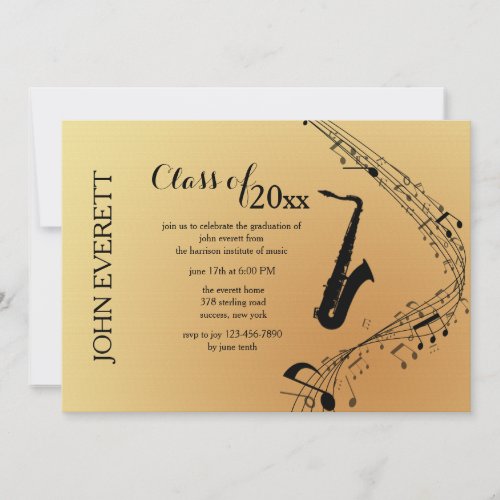 Saxophone Musical Instrument Invitation