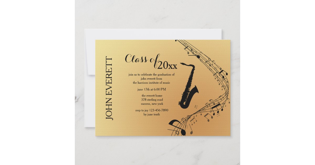 Saxophone Musical Instrument Invitation Zazzle