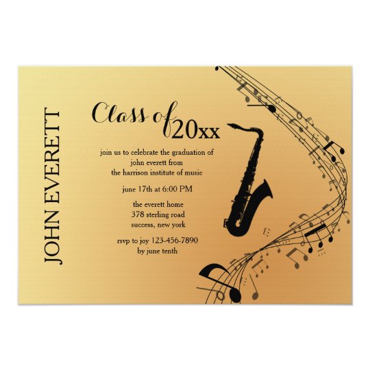 Saxophone Musical Instrument Invitation