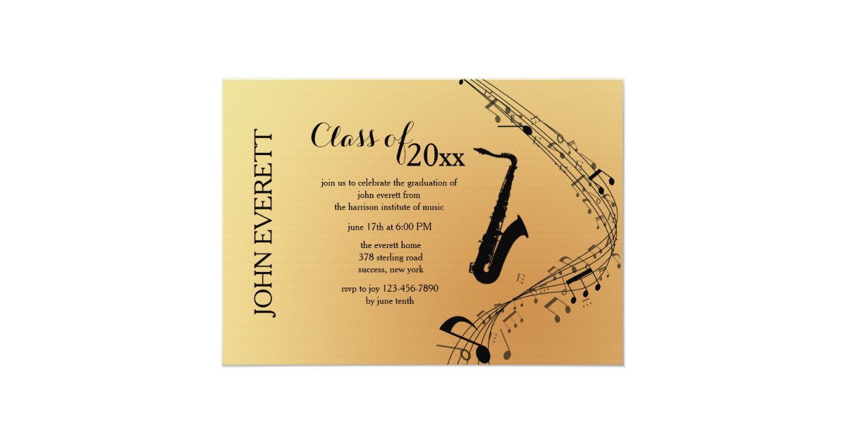 Saxophone Musical Instrument Invitation