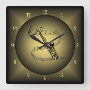 Saxophone ~ Musical Instrument ~ Musical Scale ~ Square Wall Clock