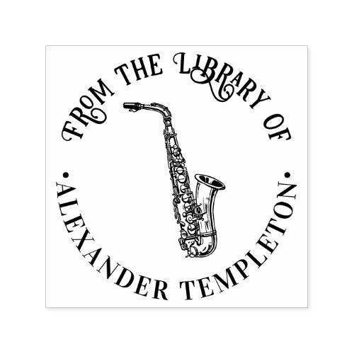 Saxophone Musical Instrument Rnd Library Book Name Self_inking Stamp