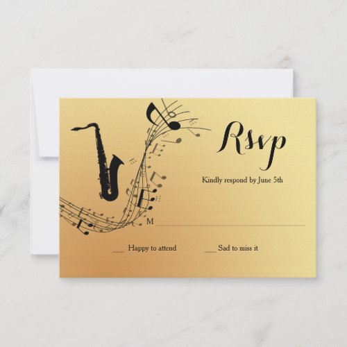 Saxophone Musical Instrument RSVP Card