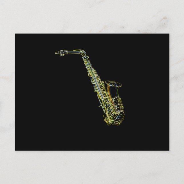 Saxophone Musical Instrument Saxophonist Graphic Holiday Postcard (Front)