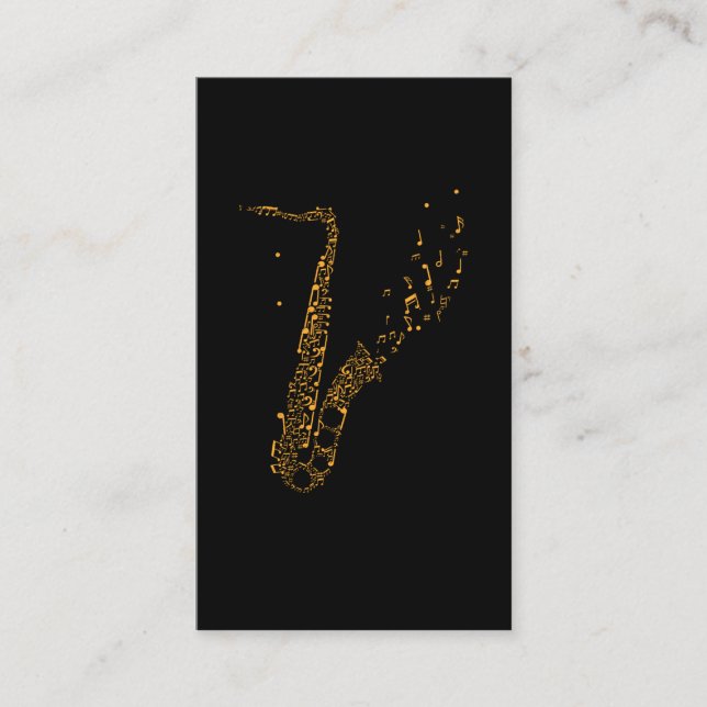 Saxophone Musical Notes Instrument Saxophonist Business Card (Front)