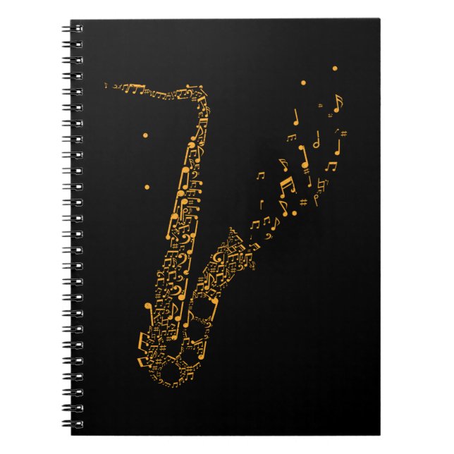Saxophone Musical Notes Instrument Saxophonist Notebook (Front)