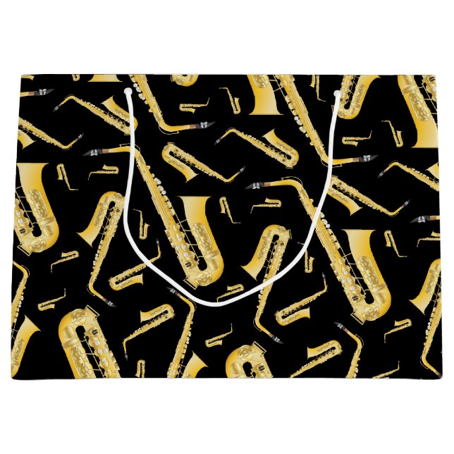 Saxophone Musician Band Teacher Large Gift Bag (Front)