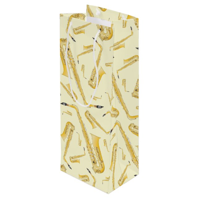 Saxophone Musician Band Teacher Wine Gift Bag (Back Angled)