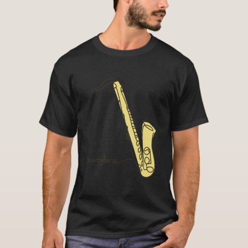 Saxophone Musician Design One Line Saxophone T_Shirt