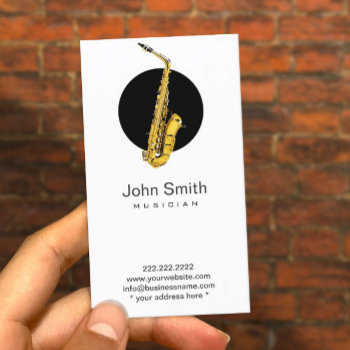 Saxophone Musician Musical Business Card by cardfactory at Zazzle