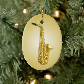 Saxophone Musicians Ornament With Custom Text by holiday_store at Zazzle