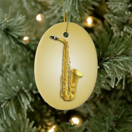 Saxophone Musicians Ornament With Custom Text Zazzle
