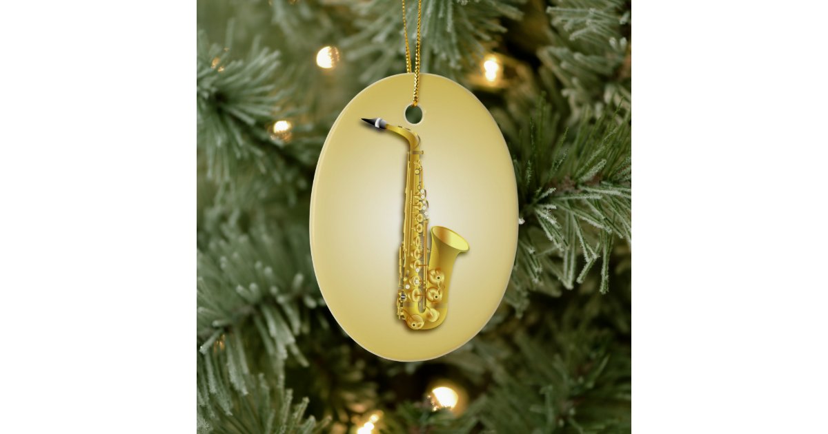 Saxophone Musicians Ornament With Custom Text Zazzle