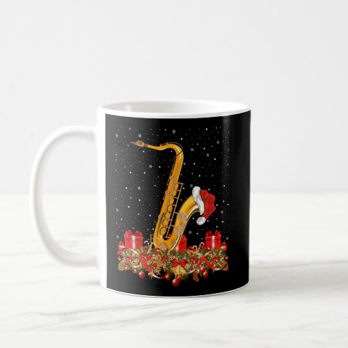 Saxophone Musicians Xmas Gift Santa Hat Saxophone  Coffee Mug